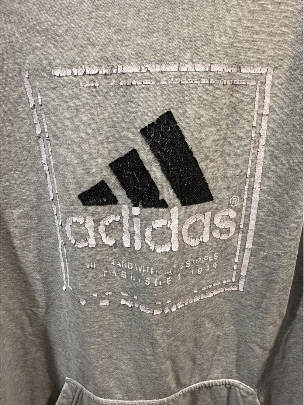 Mens Adidas Pullover Hoodie Size XL Gray